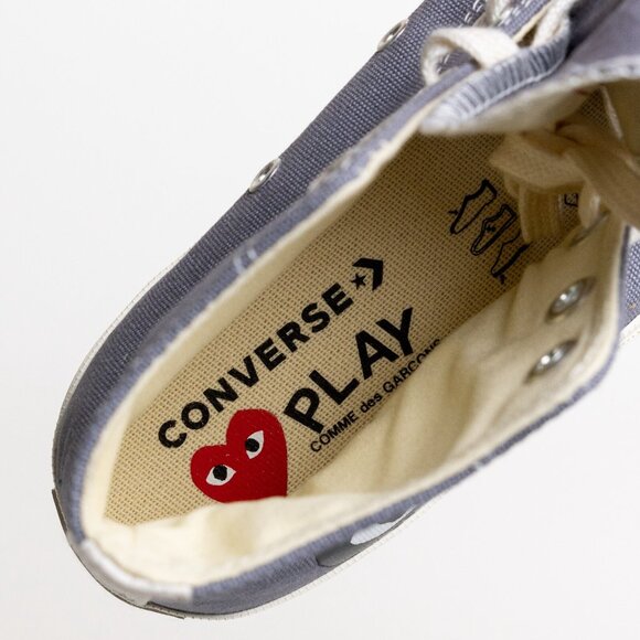 Converse x Comme des Garcons PLAY Heart High Top Sneakers Gray - Picture 14 of 16